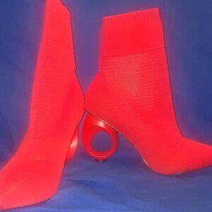 Autumn Winter European Design Women Mid-calf Boots Knitted Stretch Fabric Sew